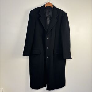 VTG The Young Men's Shop Black Wool Overcoat 44L Large Tall Charlottesville VA